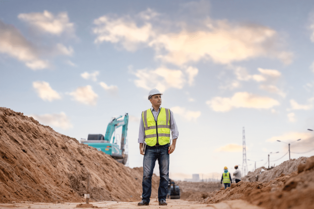 Un expert des travaux d'excavations sur le chantier d'un projet municipal à Metz